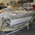 Wet sanding Ferrari Dino getting ready for paint. Dino Restoration