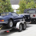 Ferrari Dino pulled by hummer, dino restoration, Jon Gunderson, omgjon