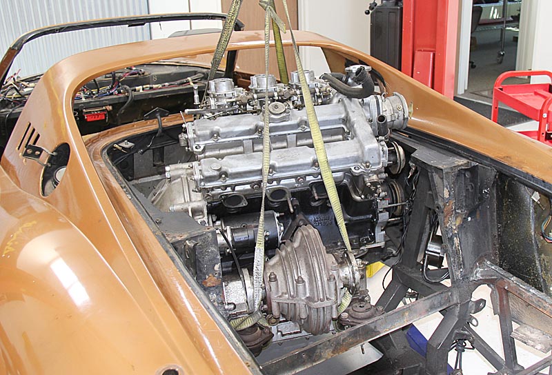 Ferrari Dino 246 engine removal, Dino restoration, Jon Gunderson